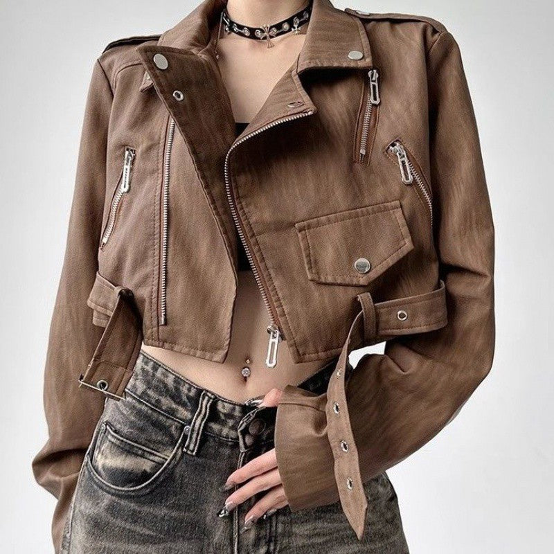 Cropped Faux Leather Jacket