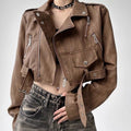 Cropped Faux Leather Jacket