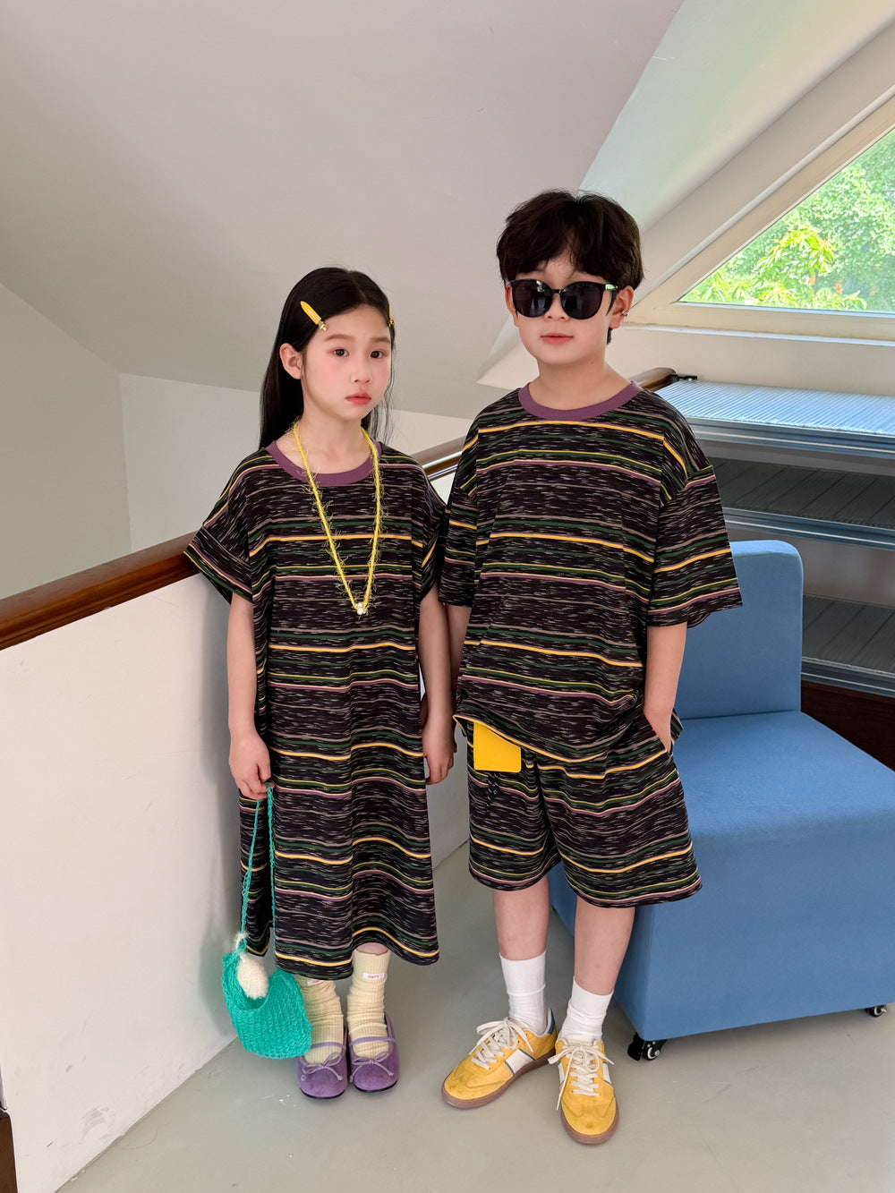 Kids' Striped T-Shirt and Shorts Set