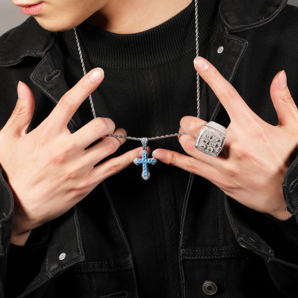 Iced Cross Rope Chain Pendant