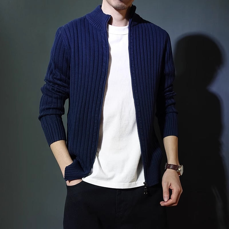 Men's Ribbed Zip-Up Cardigan