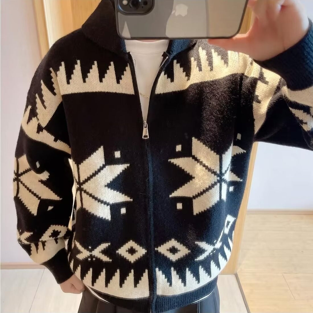 Vintage Nordic Zip-Up Cardigan