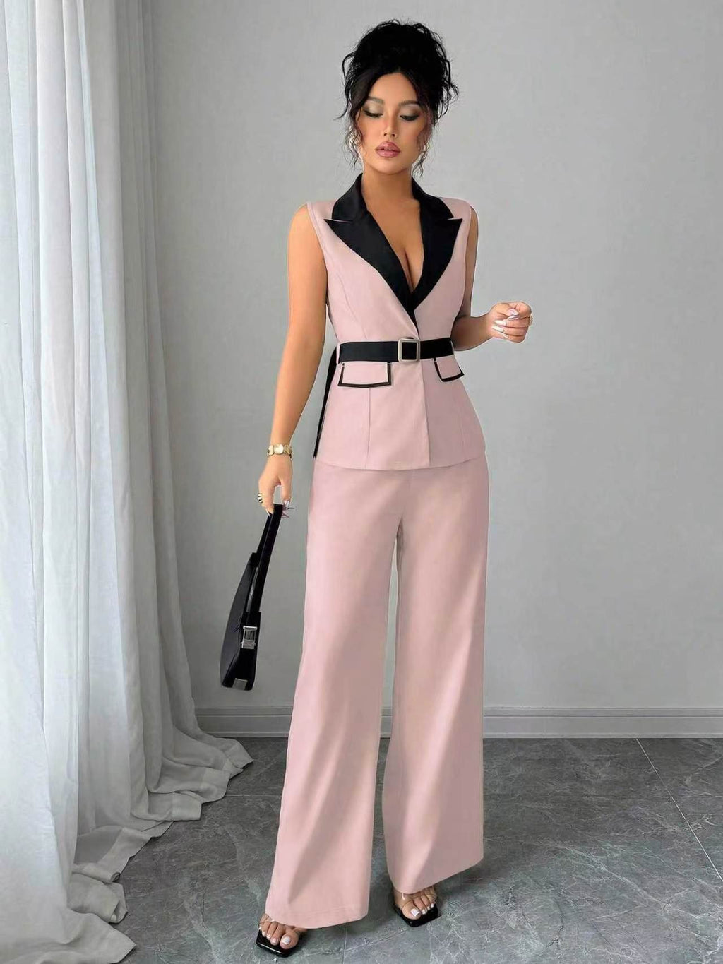 Sleeveless Blazer and Trousers Set