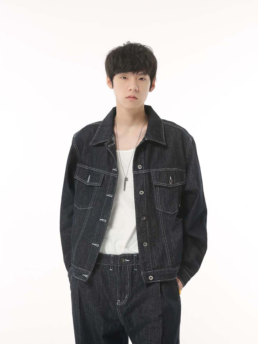 Korean Style Black & Blue Denim Set