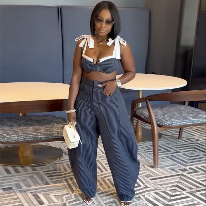 Printed Cutout Cami & Wide-Leg Pants Set