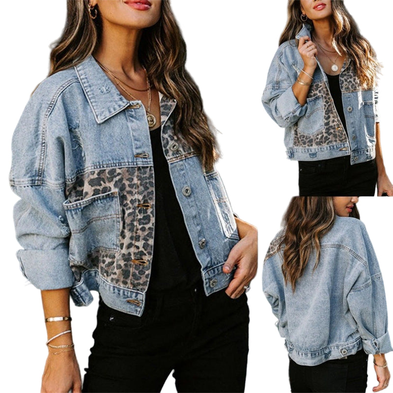 Leopard Print Denim Jacket