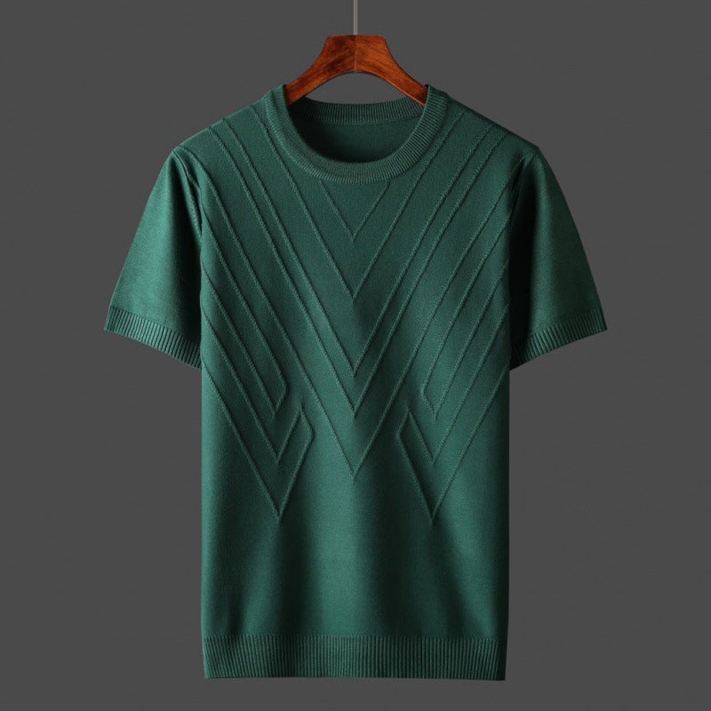 Textured Knit Short-Sleeve Sweater