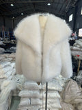 Faux Fur Coat with Wide Collar