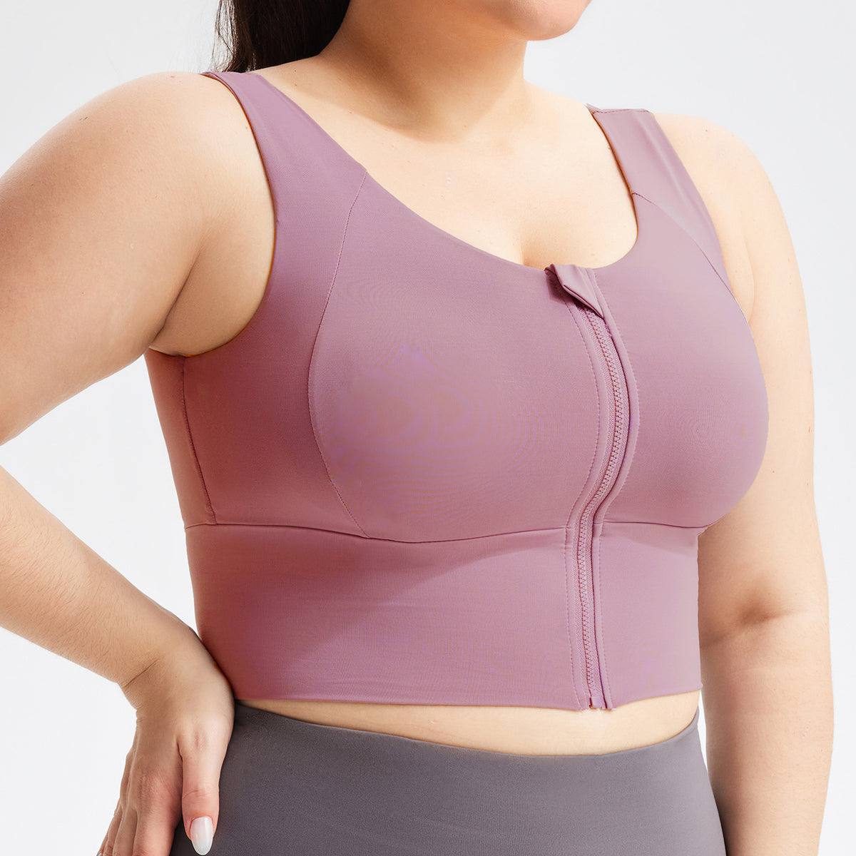 Plus-Size Zip-Front Sports Bra