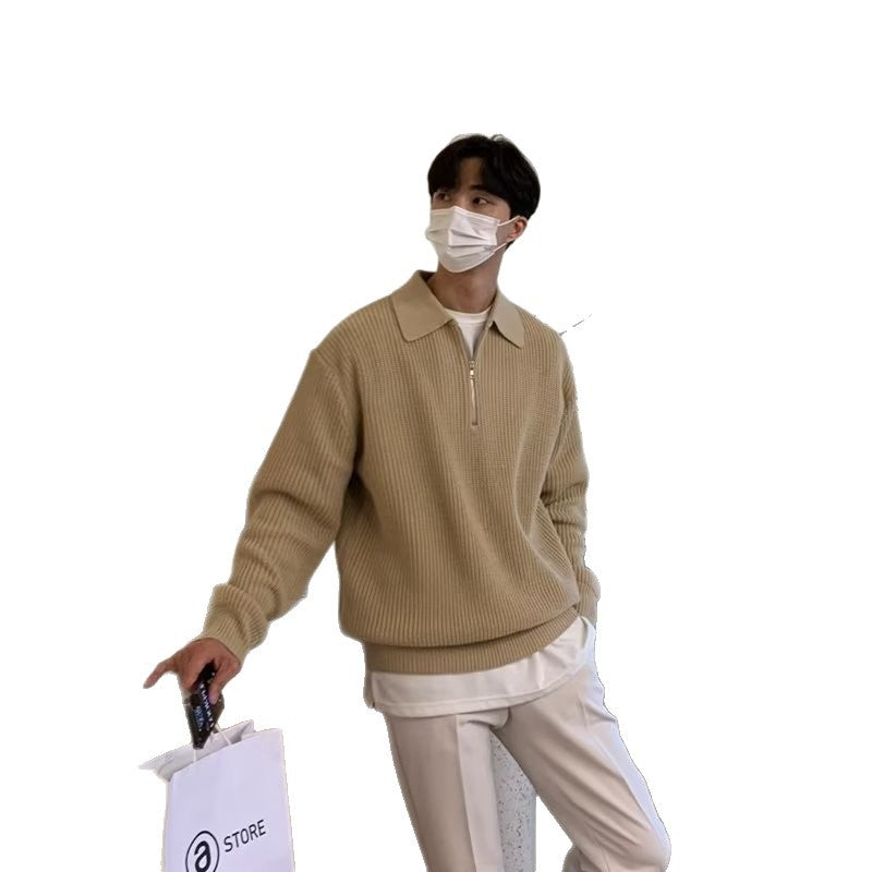 Men's Quarter-Zip Knit Polo Sweater