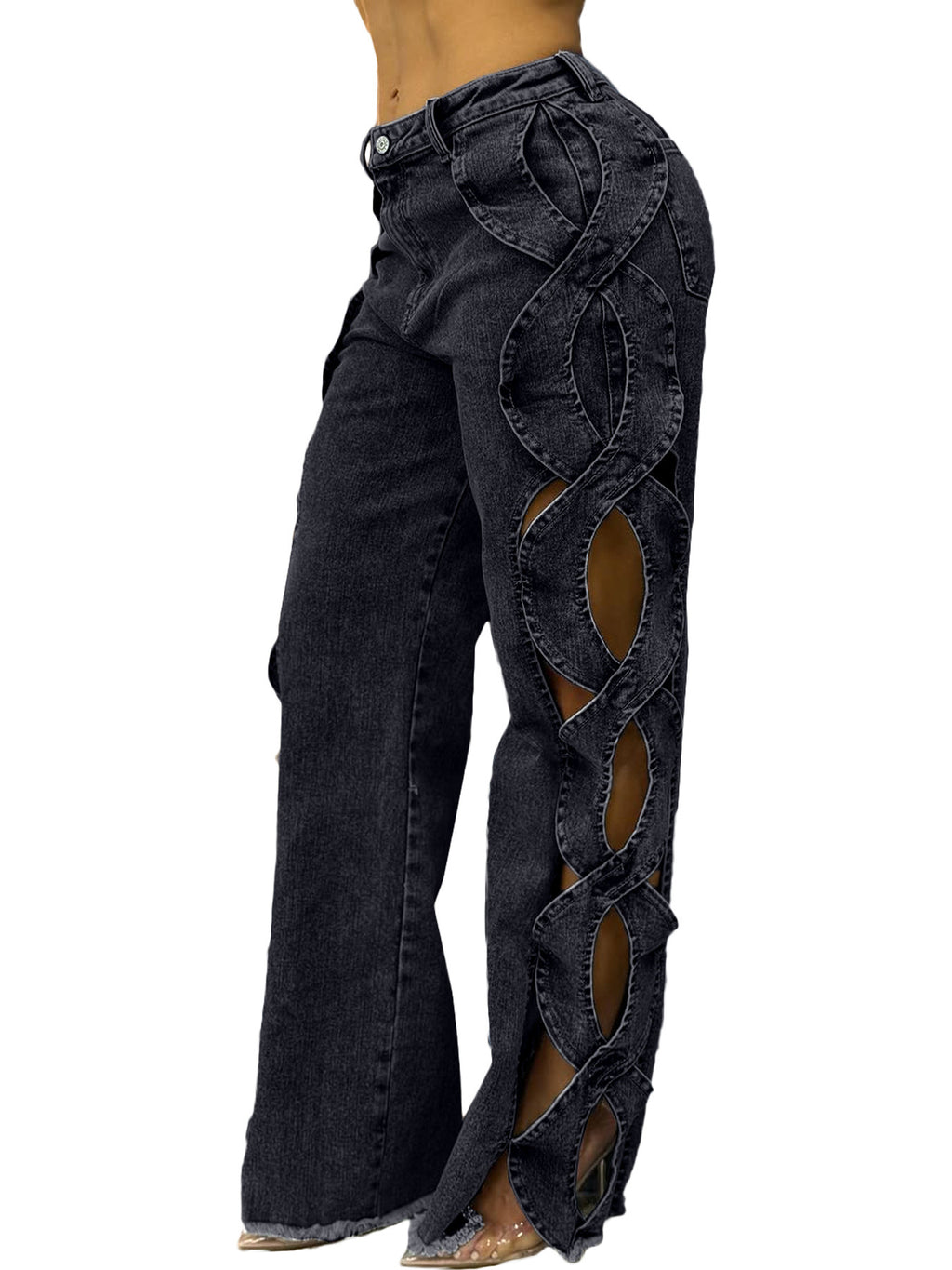 Side-Cutout Denim Trousers