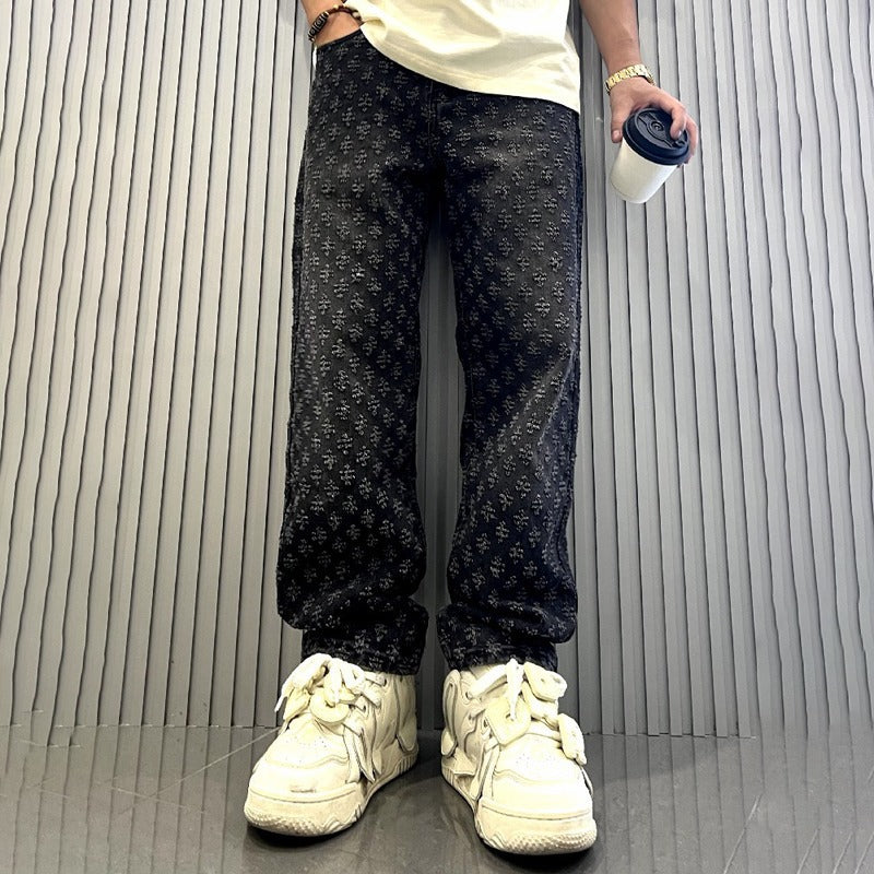 Jacquard Straight-Leg Jeans