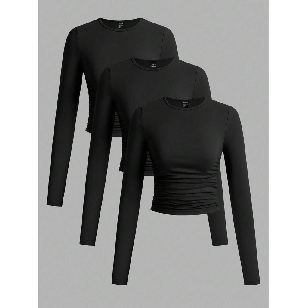Ruched Long Sleeve Crop Top