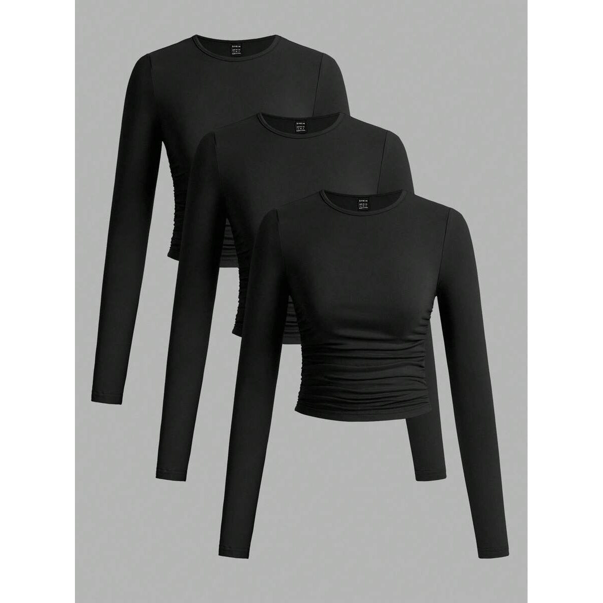 Ruched Long Sleeve Crop Top