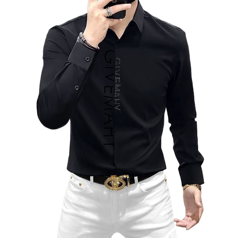 Slim-Fit Designer Monogram Dress Shirt