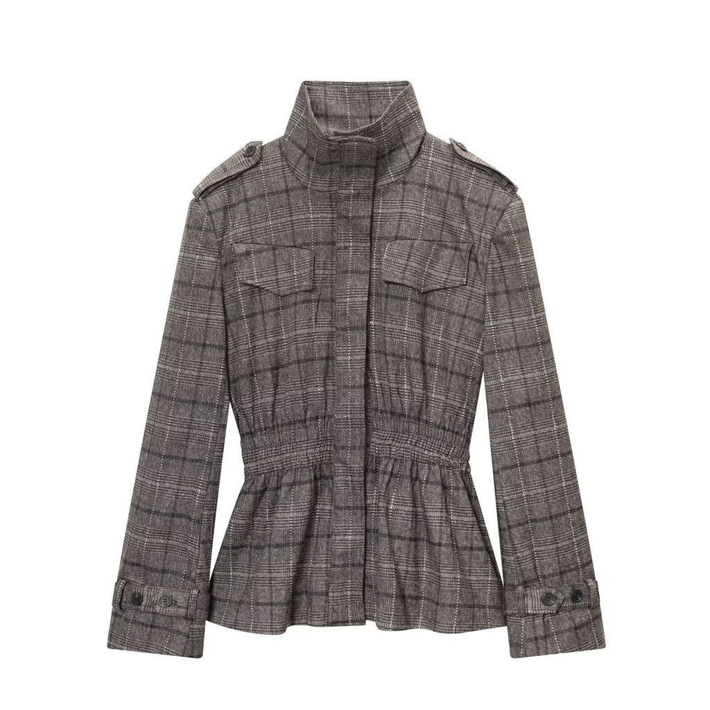 Women's Plaid Ruffle-Hem Blazer