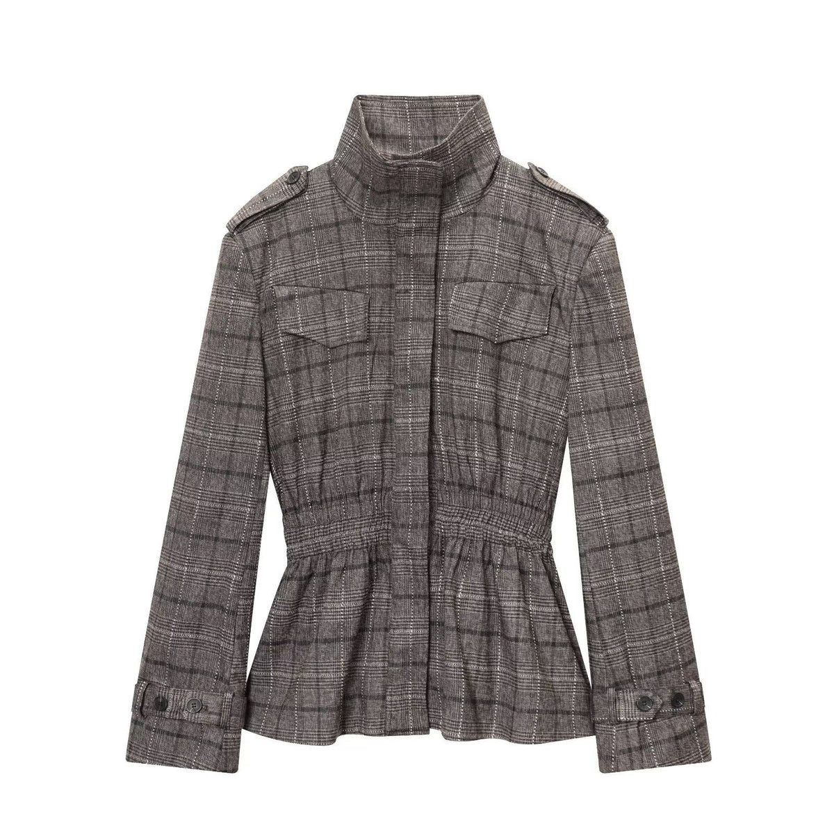 Women's Plaid Ruffle-Hem Blazer