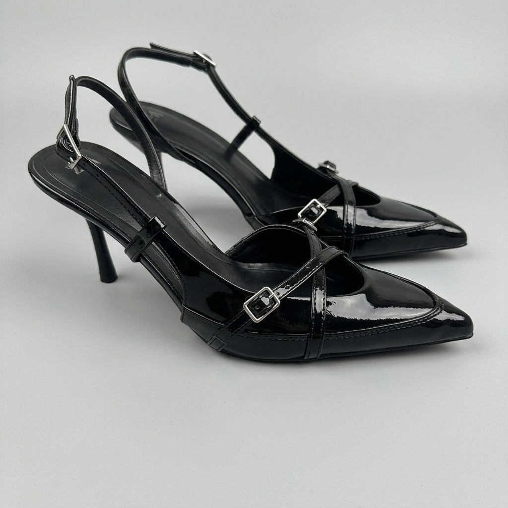 Buckle-Strap Slingback Heels – color detail