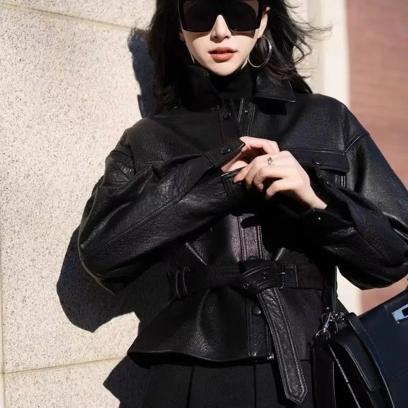 Premium Belted Leather Jacket