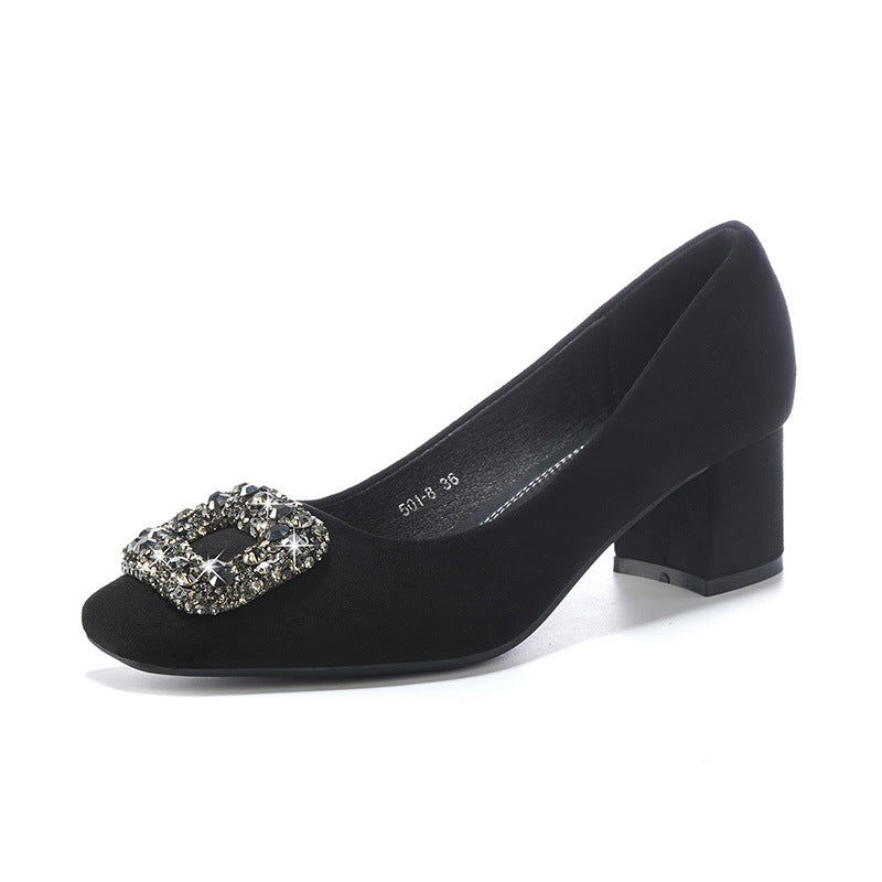 Square Buckle Block Heels