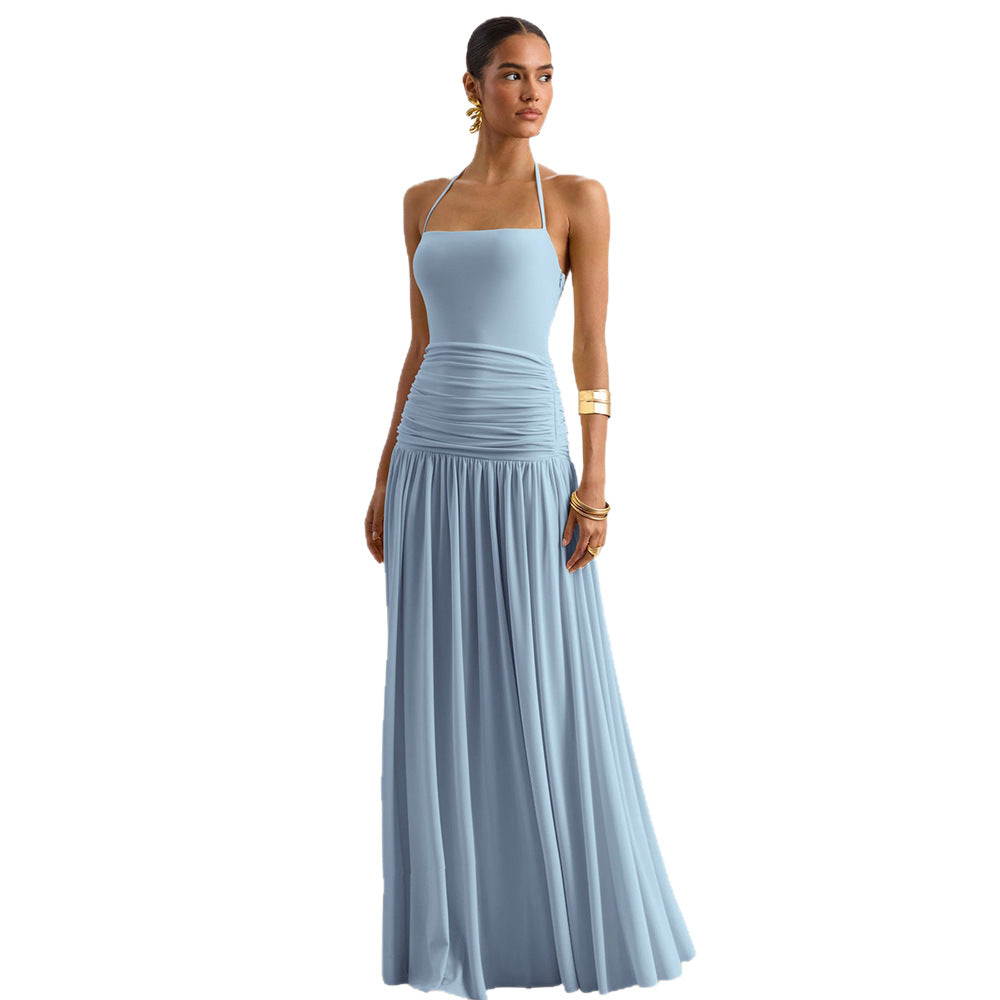 Strapless Pleated Maxi Dress