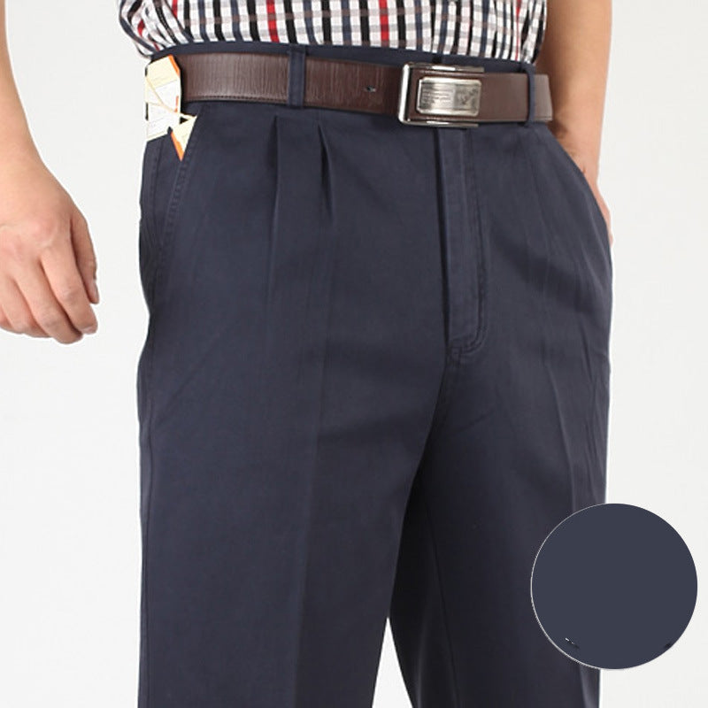 Pleated Cotton Comfort Trousers