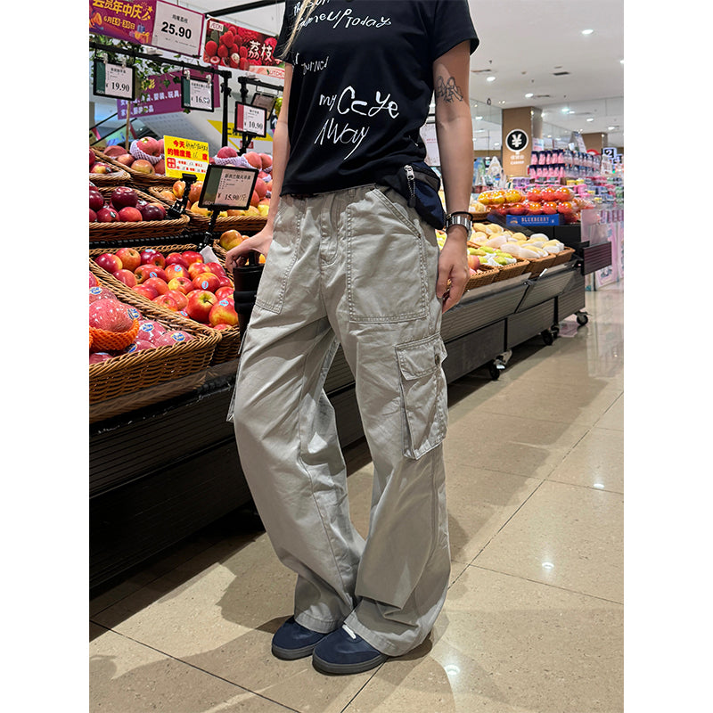 Vintage Wash Straight-Leg Cargo Pants