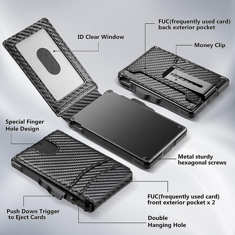 Amazon's popular bi-fold carbon fiber flip wallet, RFID anti-theft, fashionable large-capacity card holder with wallet, card holder