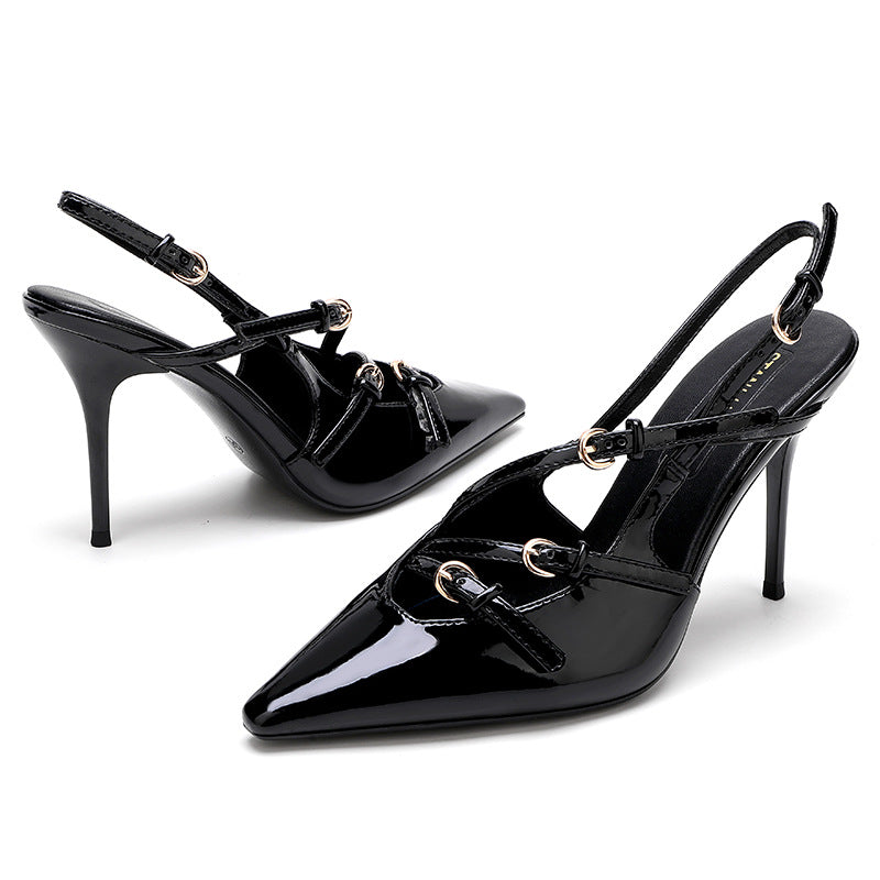 Buckle Strap Slingback Heels