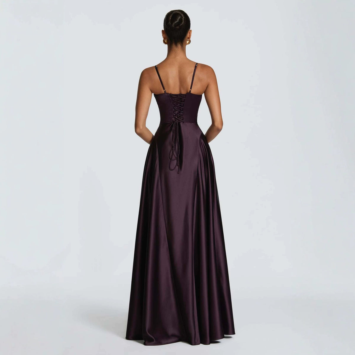 Backless A-Line Maxi Dress - Dark Purple