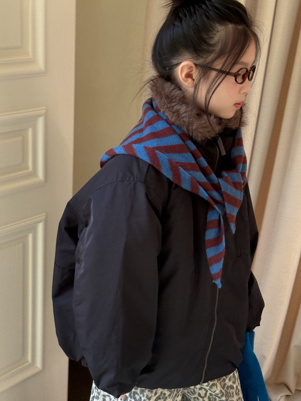 Girls' Fleece-Lined Stand-Collar Jacket