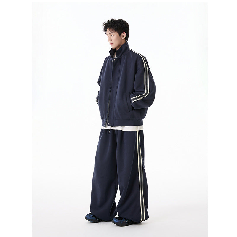 Sporty Retro Zip Tracksuit Set