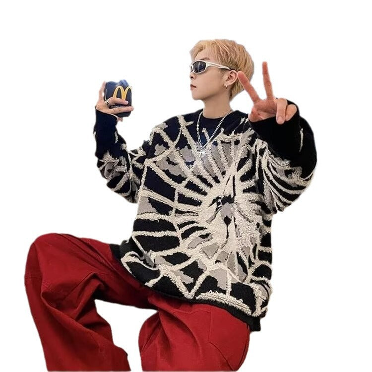 Streetwear spiderweb sweater