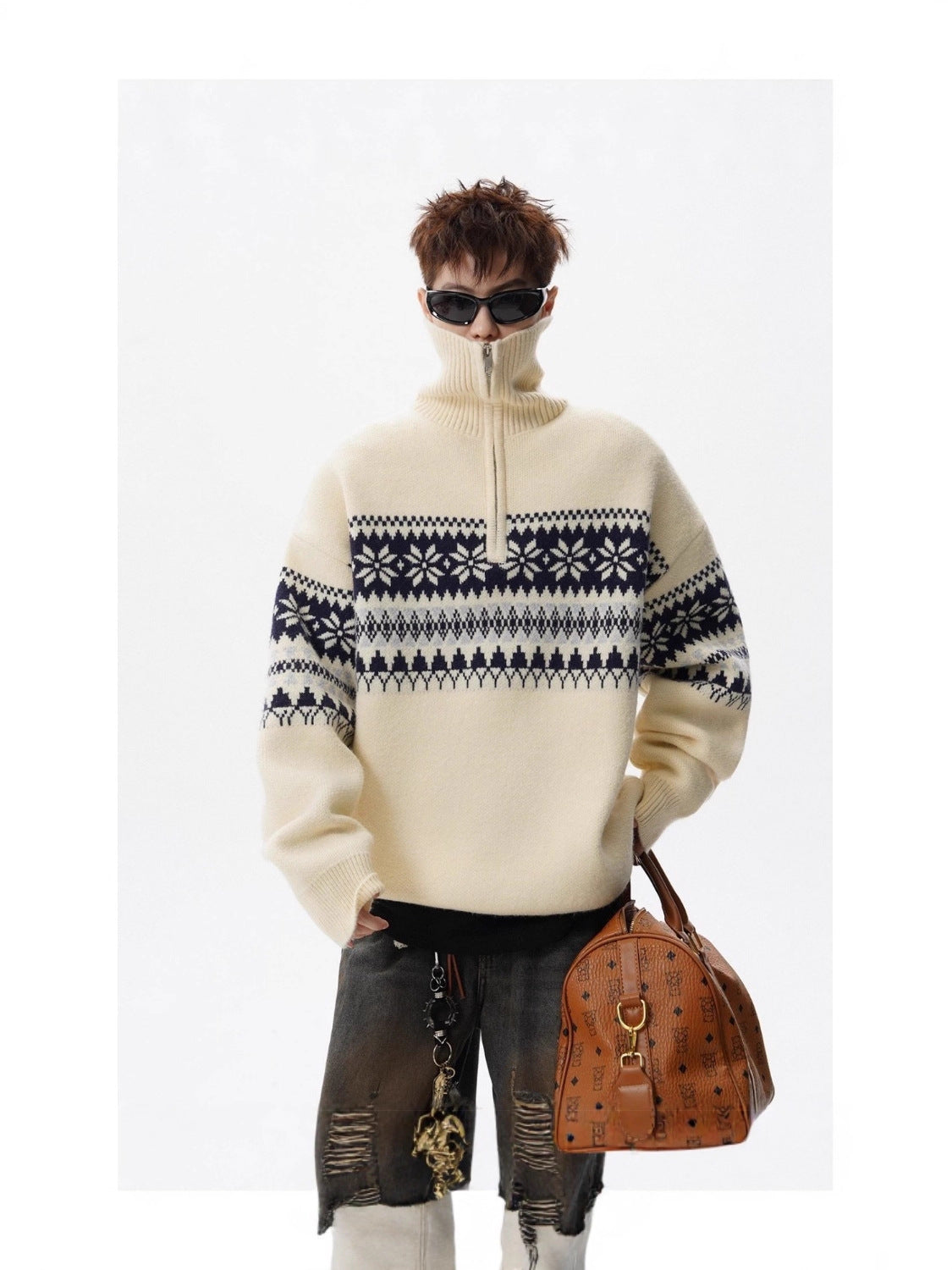 Festive Snowflake Quarter-Zip Jumper