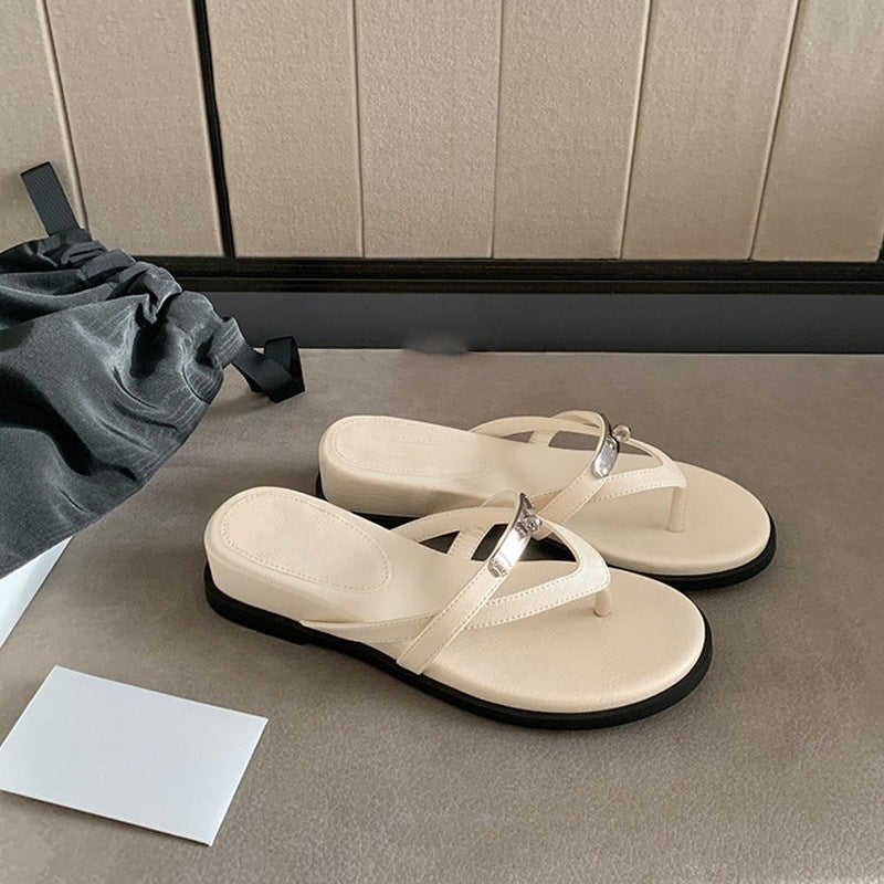 Buckle Wedge Flip-Flops
