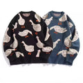 Goose-Print Pullover Sweater