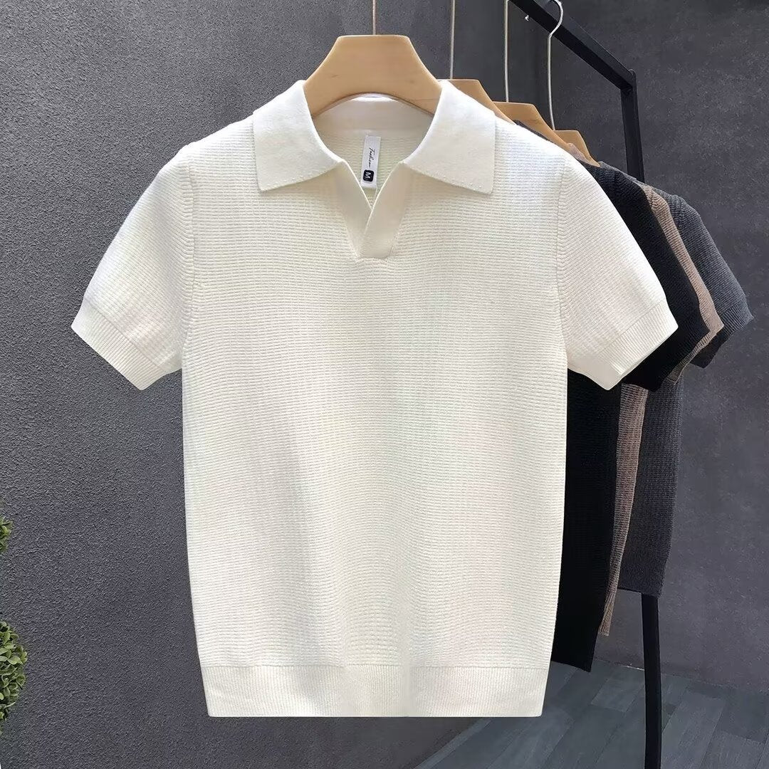 Textured Knit Polo Shirt