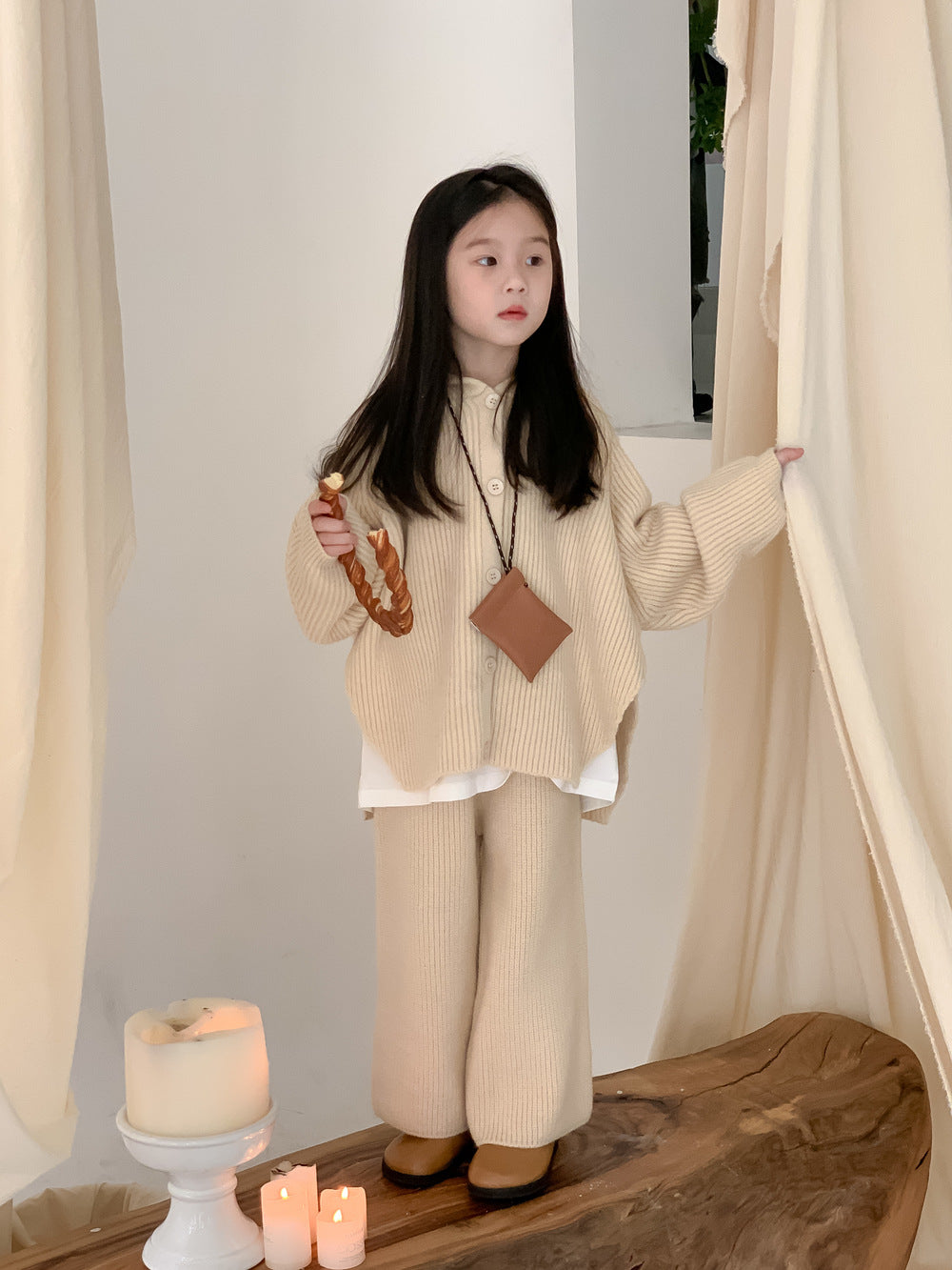 Girls' Knit Hooded Two-Piece Set