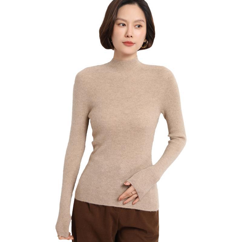 Ribbed Knit Mock Neck Sweater