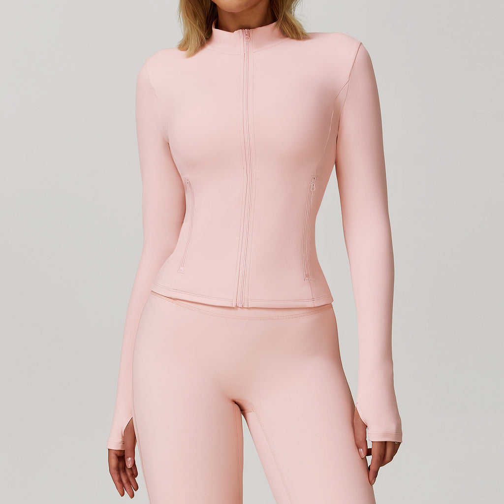 Zip-up Athletic Top and Leggings Set