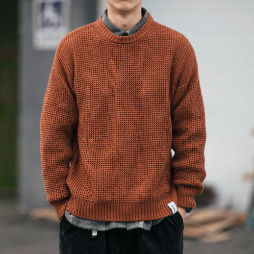 Men's Waffle Knit Pullover Sweater