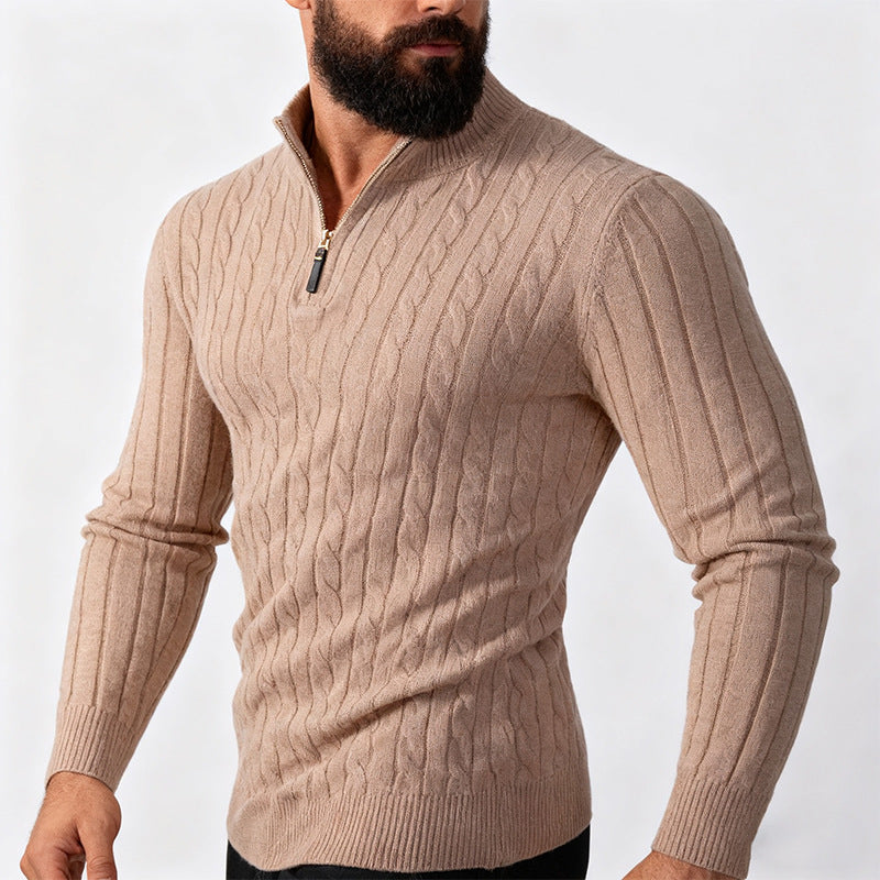 Cable-Knit Zip Pullover