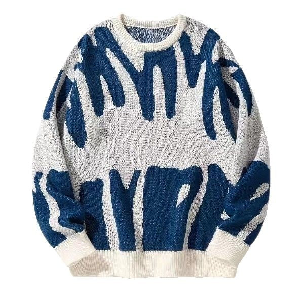 Men's Trendy Crew Neck Jacquard Knit Sweater