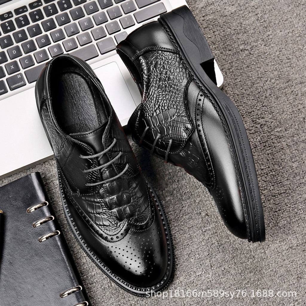 Embossed Wingtip Brogue Derbies