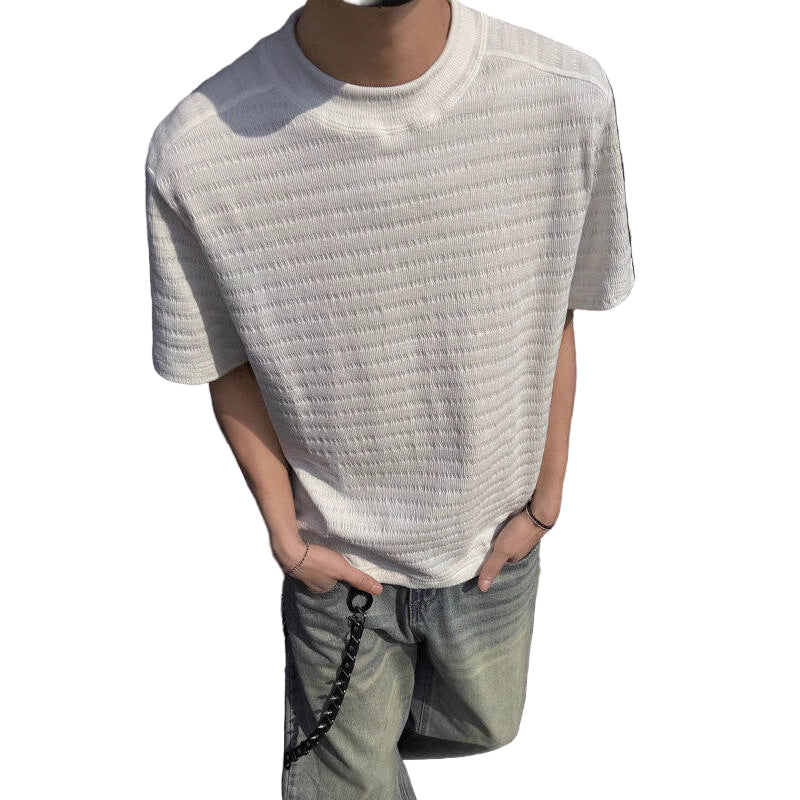 Textured Crewneck T-Shirt.