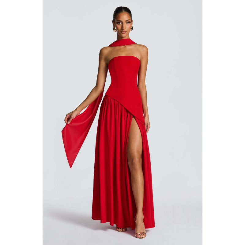 Strapless Slit Maxi Dress