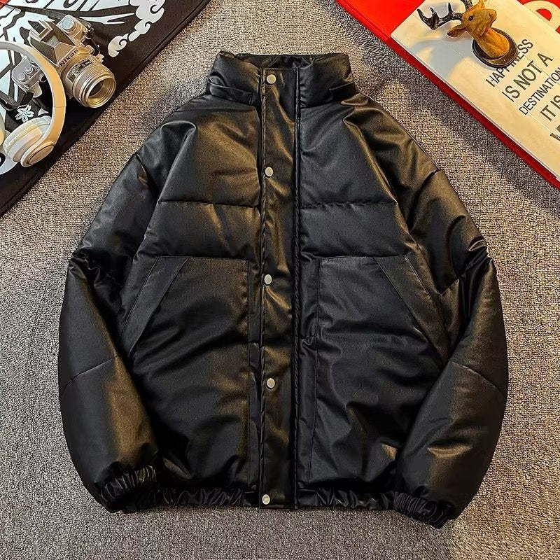 Plus Size Quilted Faux Leather Jacket