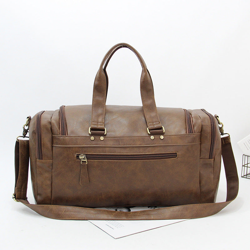 Men's Large Capacity Vintage Duffle Bag, Gym Bag, Multi Pocket, One Shoulder Crossbody Bag, Short Business Travel Bag, Men's Bag