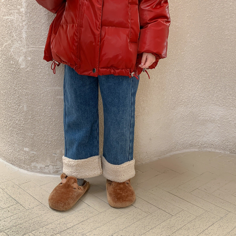 Girls' Faux-Fur Panel Straight-Leg Pants