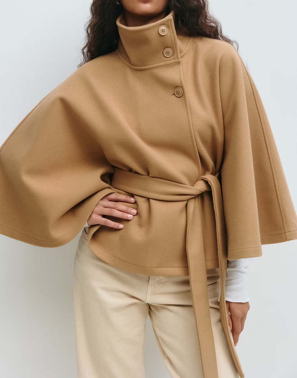 Chic High Collar Cape Jacket